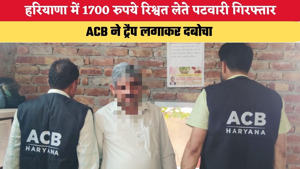 Haryana News: हरियाणा में 1700 रुपये रिश्वत लेते पटवारी गिरफ्तार, ACB ने ट्रैप लगाकर दबोचा