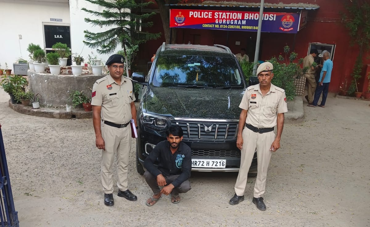 हरियाणा के गुरुग्राम में सोशल मीडिया पर गाड़ी से स्टंटबाजी करने वाला गिरफ्तार, काली स्कॉर्पियो गाड़ी बरामद
