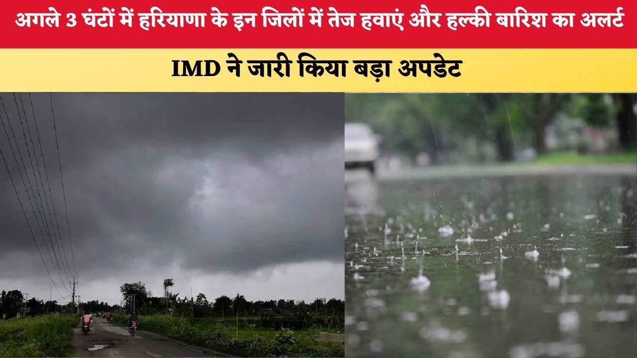 Haryana Weather Alert: अगले 3 घंटों में हरियाणा के इन जिलों में तेज हवाएं और हल्की बारिश का अलर्ट, IMD ने जारी किया बड़ा अपडेट