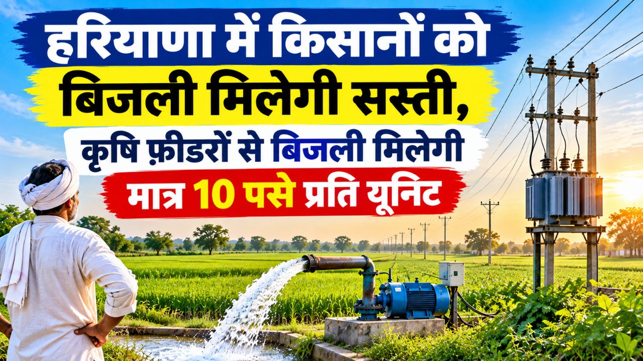 हरियाणा में किसानों को बिजली मिलेगी सस्ती, कृषि फ़ीडरों से बिजली मिलेगी मात्र 10 पसे प्रति यूनिट