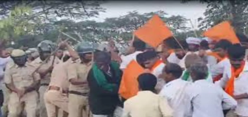 आरक्षण की मांग को लेकर लिंगायत समुदाय का प्रदर्शन, पुलिस ने किया लाठीचार्ज
