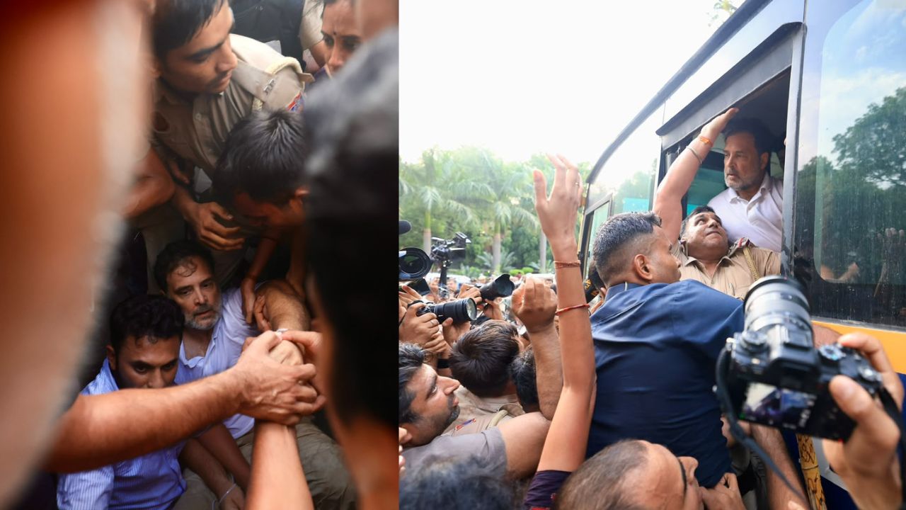 कांग्रेस ने खोला सरकार के खिलाफ मोर्चा, राहुल-प्रियंका को सपोर्ट करने पहुंचे अखिलेश यादव भी हिरासत में लिए गए