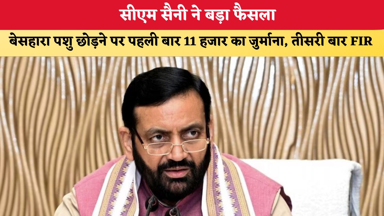 Haryana News: सीएम सैनी ने बड़ा फैसला, बेसहारा पशु छोड़ने पर पहली बार 11 हजार का जुर्माना, तीसरी बार FIR