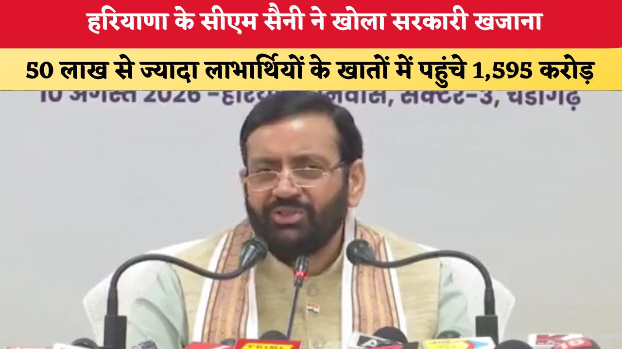 Haryana News: हरियाणा के सीएम सैनी ने खोला सरकारी खजाना, 50 लाख से ज्यादा लाभार्थियों के खातों में पहुंचे 1,595 करोड़