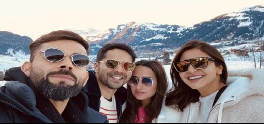 स्विटजरलैंड में मिले वरुण-नताशा और विराट-अनुष्का