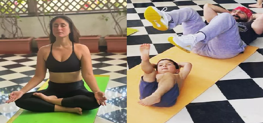 International Yoga Day: तैमूर-जेह संग योगा करते दिखे सैफ अली खान, फैंस ने कमेंट में लुटाया प्यार