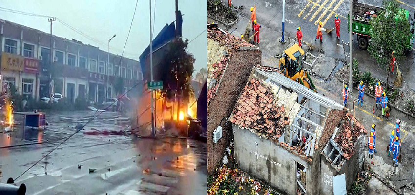 चीन पर कुदरत का कहर, बवंडर से 10 की मौत, 1646 इमारतें क्षतिग्रस्त