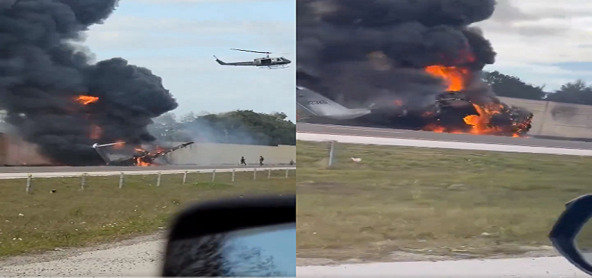 US: हाईवे पर चल रही कार पर अचानक आ गिरा प्लेन, हादसे में 2 लोगों की मौत