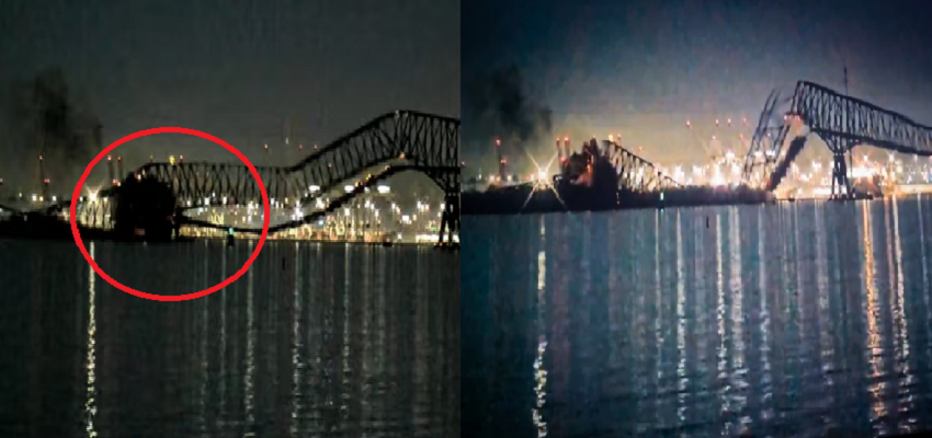 अमेरिका में बड़ा हादसा, Baltimore Bridge से टकराया जहाज, समंदर में समाया पूरा पुल