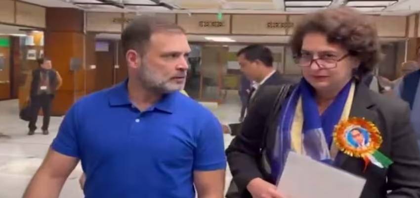 आंबेडकर पर राजनीति गरमाई, ब्लू टिशर्ट में राहुल तो प्रियंका नीली साड़ी पहन सियासत को रंग देने की कोशिश में जुटे