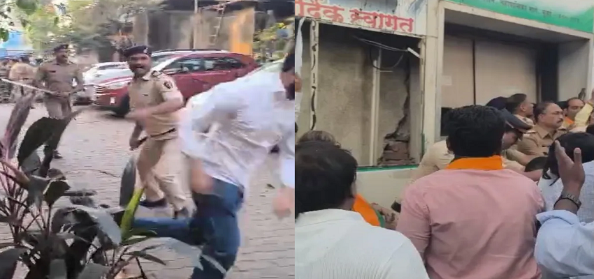 Maharashtra: कांग्रेस कार्यालय में भाजपा कार्यकर्ताओं का उग्र प्रदर्शन, आंबेडकर के अपमान का आरोप
