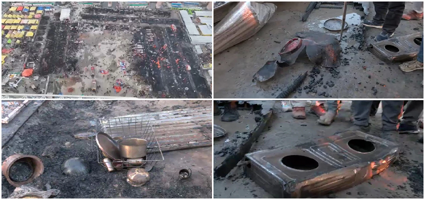 Mahakumbh 2025: महाकुंभ में आग के बाद का मंजर, सिलेंडर विस्फोट से चूल्हे और बर्तन बिखरे पड़े