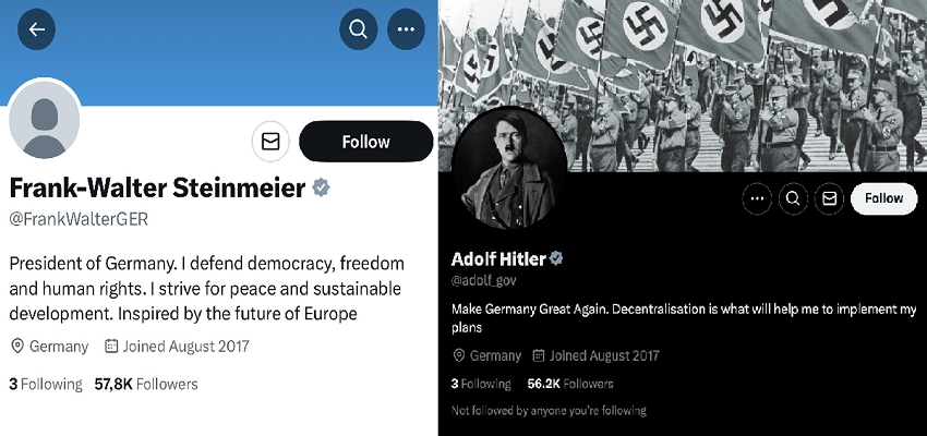 जर्मन राष्ट्रपति का X अकाउंट हैक, बिहार सरकार का बनाया प्रोफाइल और पोस्ट की हिटलर की फोटो