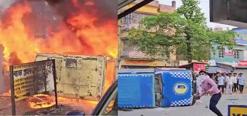 मुर्शिदाबाद में वक्फ कानून पर भड़का गुस्सा, प्रदर्शनकारियों ने की पत्थरबाजी; वाहनों में लगाई आग