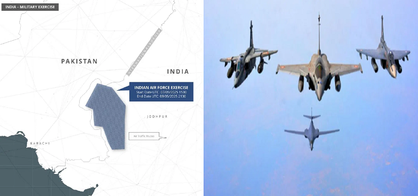 भारत की बड़ी तैयारी, कल पाकिस्तान बॉर्डर पर करेगा हवाई युद्धाभ्यास; बॉर्डर के पास जारी हुआ NOTAM