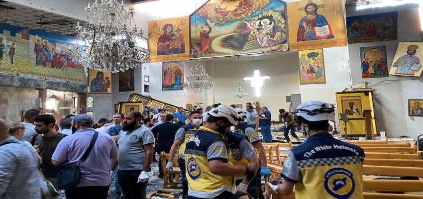 सीरिया दमिश्क चर्च के विस्फोट हमला में 20 लोगों की मौत, दर्जनों घायल