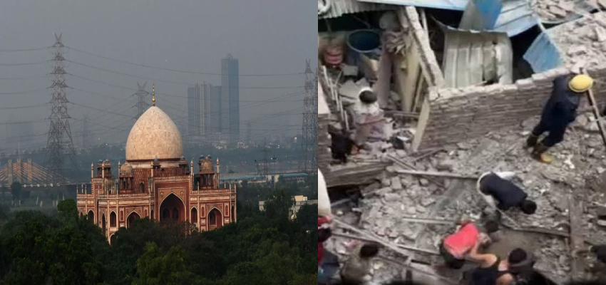 हुमायूं के मकबरे की ढही दीवार, 5 की गई जान; कई लोगों के मलबे में दबे होने की आशंका