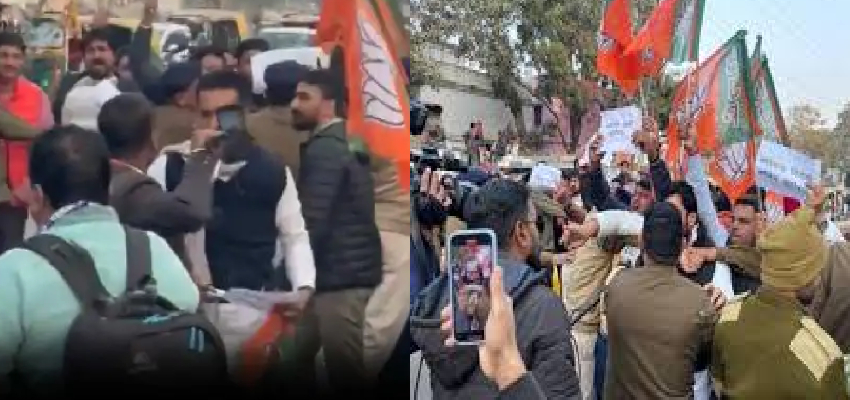 पटना में भाजपा का विरोध प्रदर्शन, आपस में भिड़े कांग्रेस और बीजेपी कार्यकर्ता