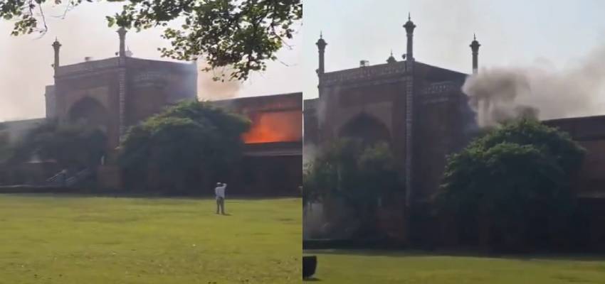 ताजमहल के दक्षिणी गेट पर आगजनी से मचा हड़कंप, दूर से ही दिखा धुएं का गुबार