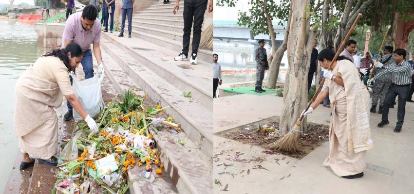 आस्था के पर्व से लेकर स्वच्छता के संकल्प तक, वासुदेव घाट पर सफाई अभियान में शामिल हुई CM रेखा गुप्ता