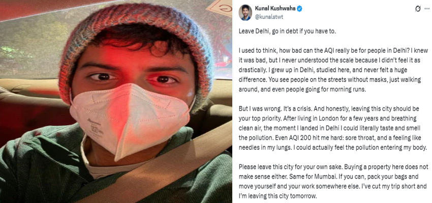 
									लंदन मे रह रहे भारतीय टेक प्रोफेशनल ने दिल्ली की हवा को बताया ‘जहर’, दी ऐसी चेतावनी कि लोग हो गए हैरान