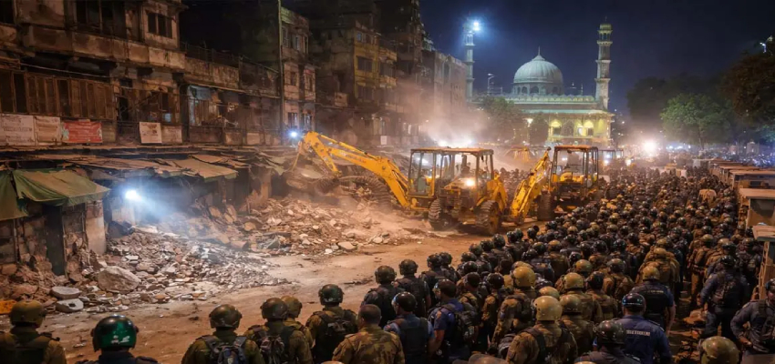 दिल्ली के तुर्कमान गेट में अवैध निर्माण हटाने के दौरान बवाल, भारी संख्या में पुलिस बल तैनात