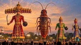 रावण के साथ जलेगा 30 फुट का 'कॉकरोच', उठे सवाल तो कमेटी बोली- गंदगी के खिलाफ है पहल