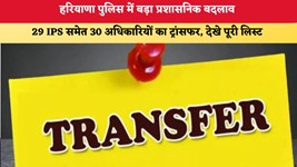 Haryana Police Transfer: हरियाणा पुलिस में बड़ा प्रशासनिक बदलाव, 29 IPS समेत 30 अधिकारियों का ट्रांसफर, देखे पूरी लिस्ट